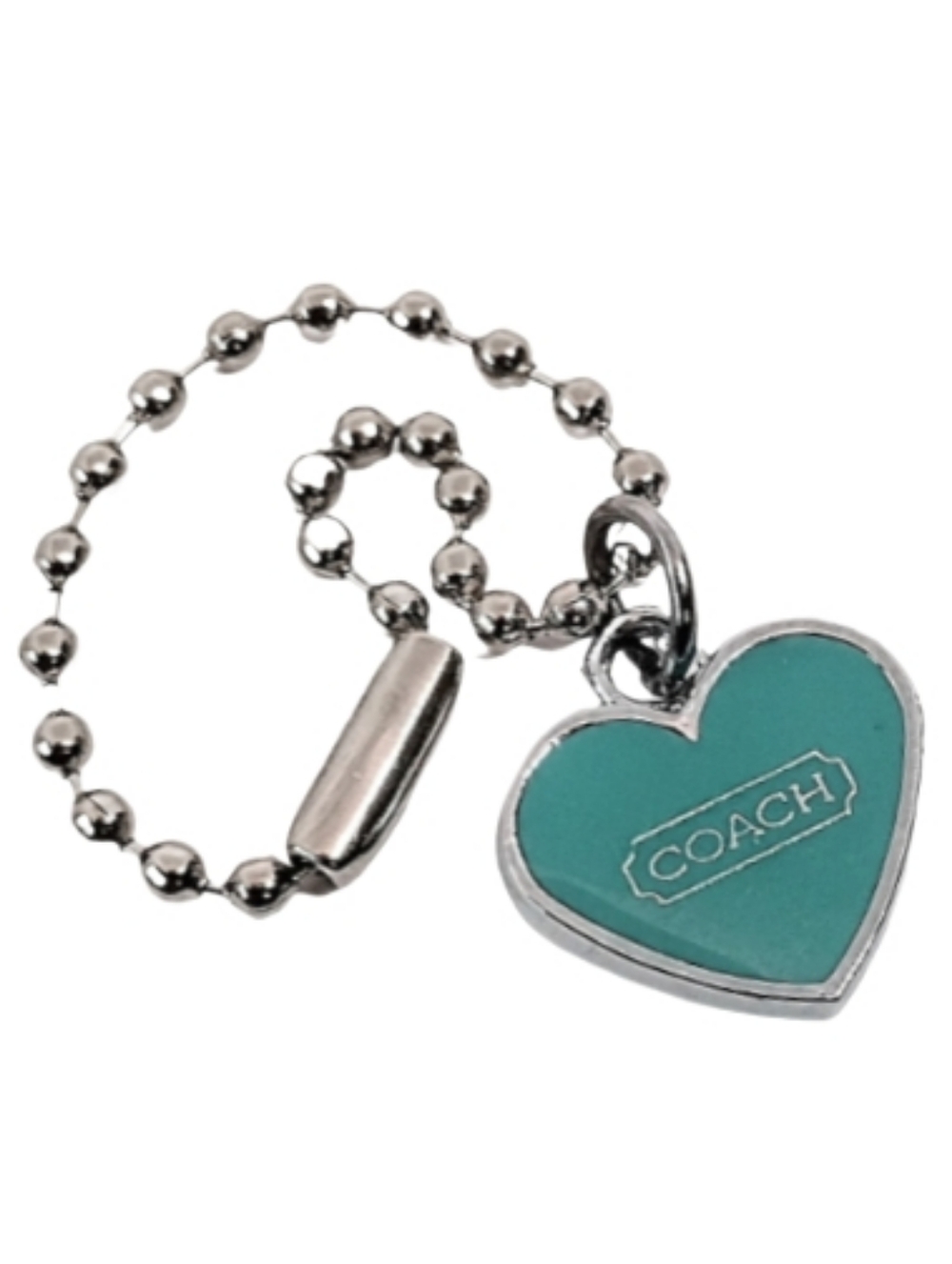 💙 Coach Legacy Turquoise Enamel Heart Hangtag Bag Fob Purse Charm Keychain Rare